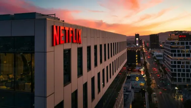 Netflix office building at sunset