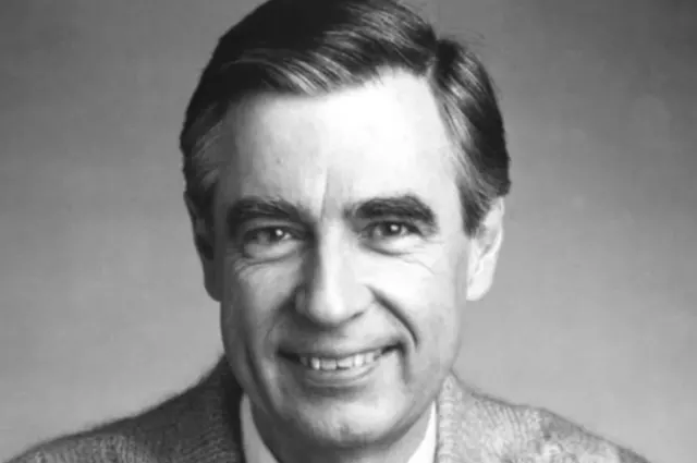 Black-and-white portrait of Fred Rogers