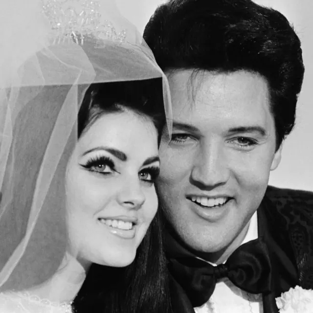 Close wedding portrait of Priscilla and Elvis