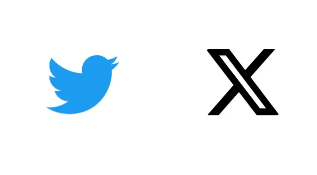 Twitter and X logos