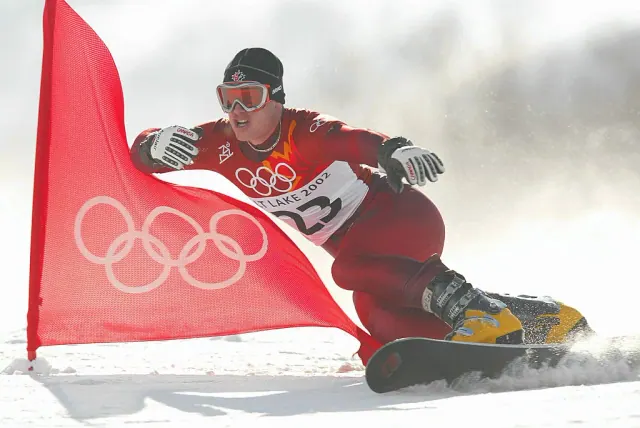 Ryan Wedding competing in snowboarding at the 2002 Winter Olympics
