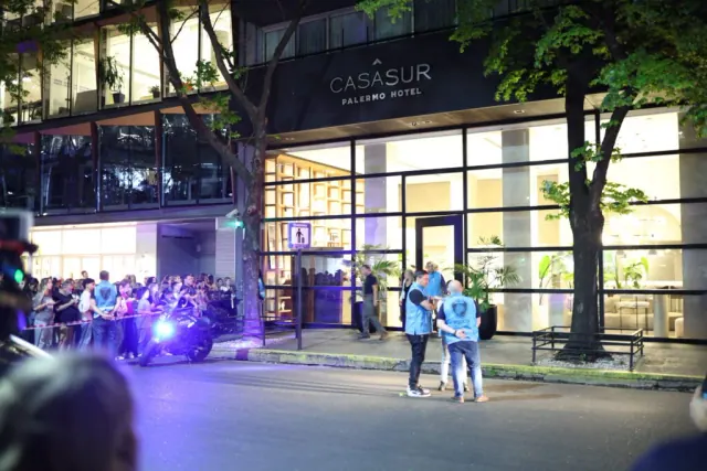 Police and firefighters outside Casa Sur hotel on October 16, 2024
