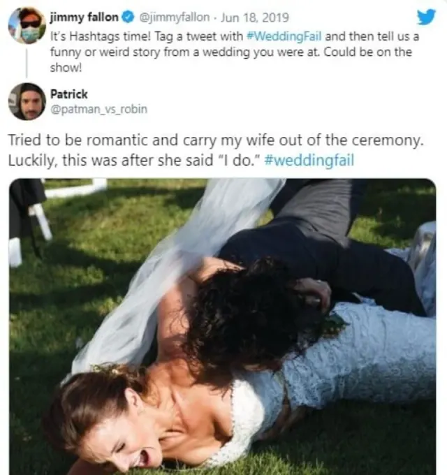 Archived Patrick post with Jimmy Fallon’s prompt and a photograph of a couple on the ground after an attempted carry