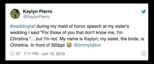 Archived Kaylyn Pierro post about introducing herself as her sister Christina during a speech