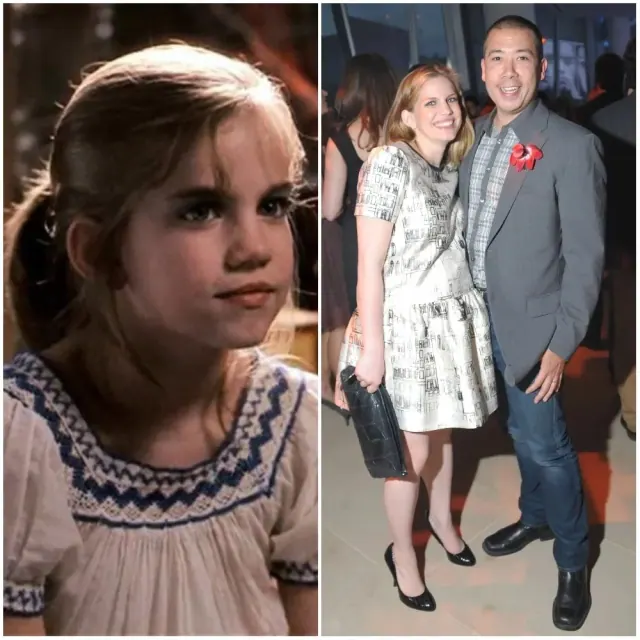 Anna Chlumsky as Vada in My Girl beside a later wedding photograph with Shaun So