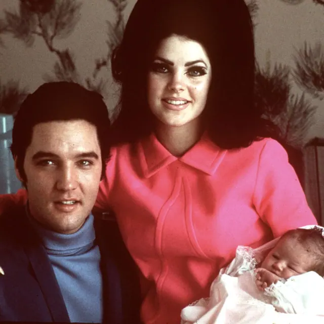 Elvis and Priscilla with baby Lisa Marie