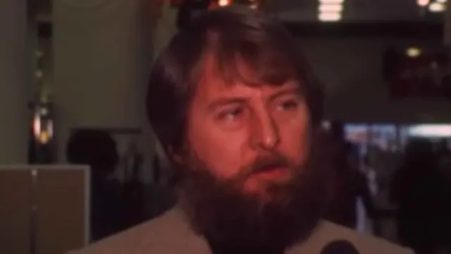 Archival video still identifying Pet Rock creator Gary Dahl