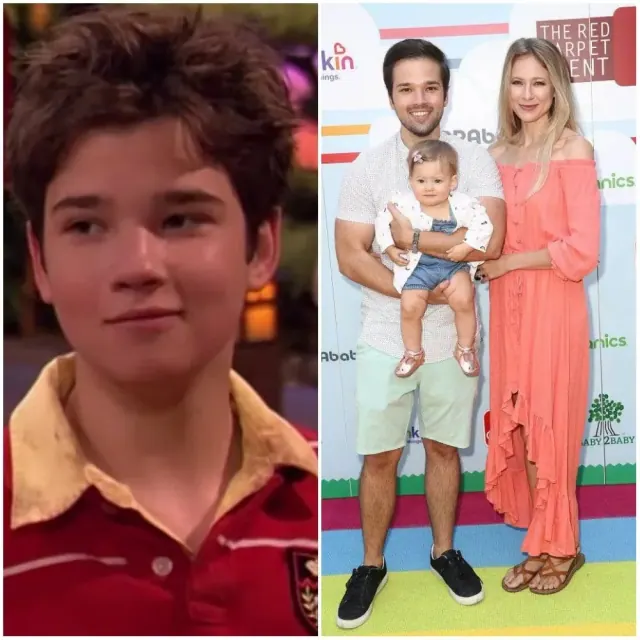 Nathan Kress in an early television role beside a later family event photograph