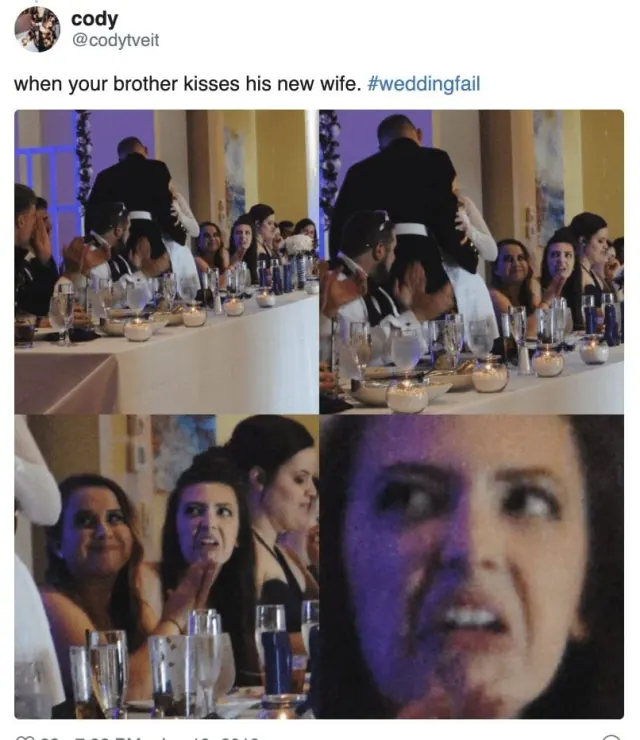 Archived Cody post with a sequence showing a couple kissing and a nearby woman’s reaction