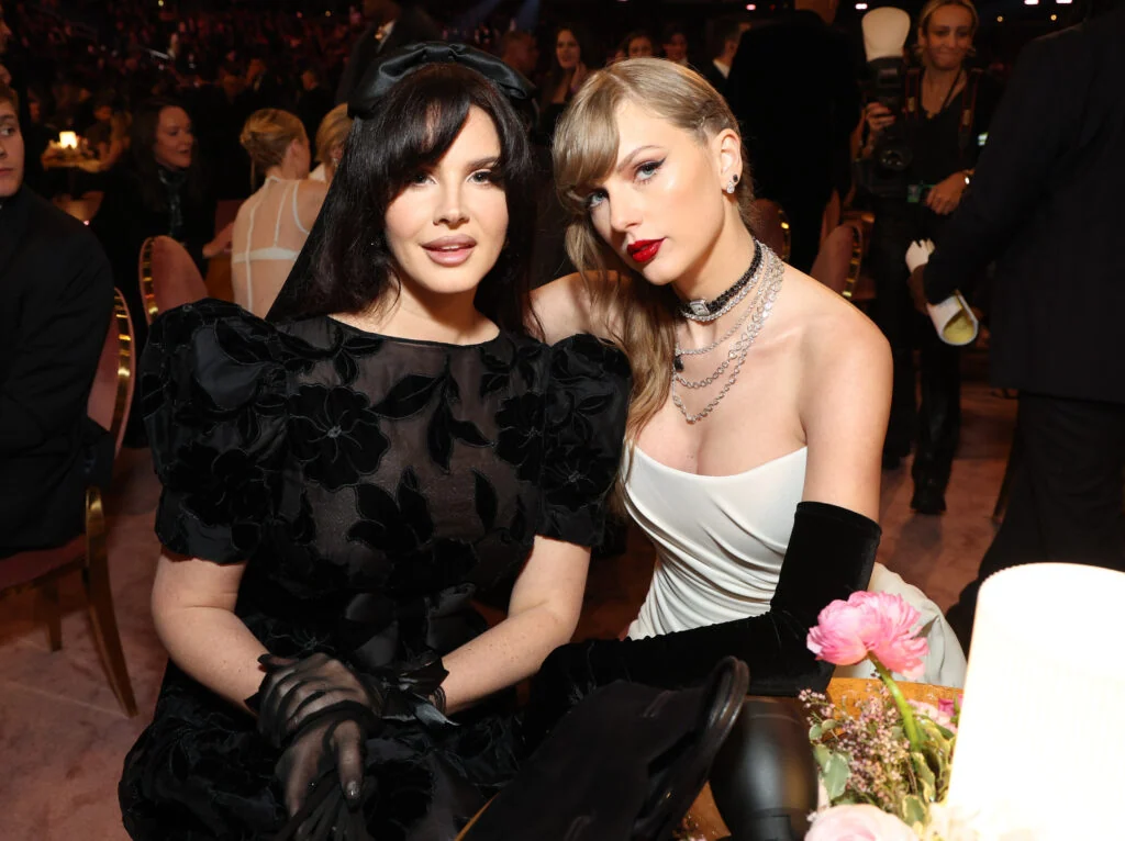 LOS ANGELES, CALIFORNIA - FEBRUARY 04: (L-R) Lana Del Ray and Taylor Swift attend the 66th GRAMMY Awards at Crypto.com Arena on February 04, 2024 in Los Angeles, California.